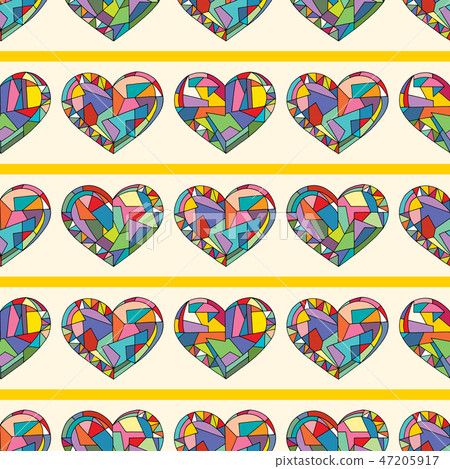 Hearts hand drawn vector seamless pattern. - Stock Illustration ...