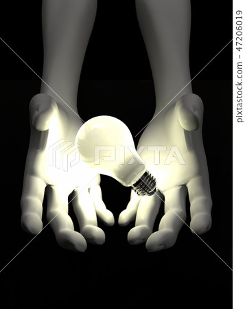 CG 3D例證三維設計標記標誌電燈泡想法 CG 3D例證三維設計標記標誌電燈泡想法 47206019