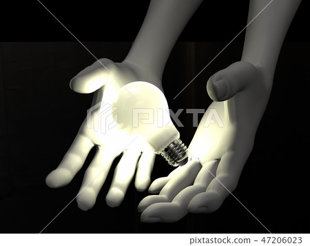 CG 3D illustration three-dimensional design mark symbol light bulb idea 47206023