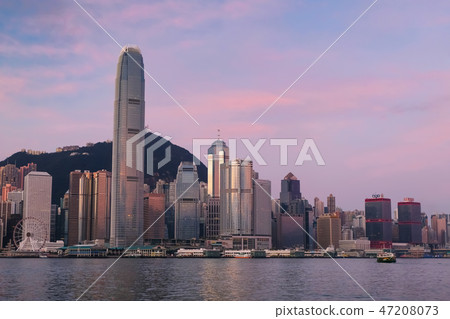 Hong Kong Victoria Harbor in the early morning 47208073