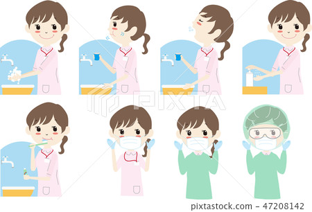 Medical nursing vector set nurse infection control - Stock Illustration ...