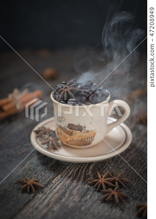 Brown roasted coffee beans 47208949