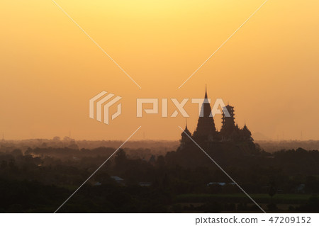 Wat Tham Sua (Tiger Cave Temple) view in morning Wat Tham Sua (Tiger Cave Temple) view in morning 47209152