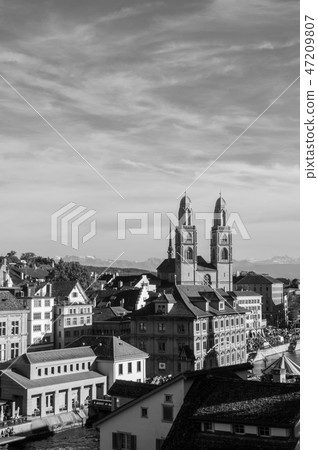 Grossmunster cathedral medieval buildings Zurich Grossmunster cathedral medieval buildings Zurich 47209807