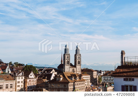 Grossmunster cathedral medieval buildings Zurich Grossmunster cathedral medieval buildings Zurich 47209808