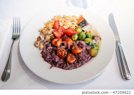 Swiss style vegetarian food with Rosti 47209822