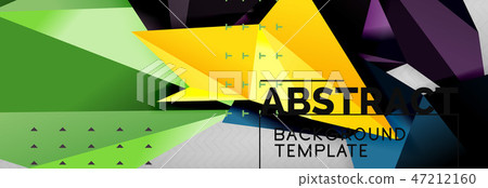 Abstract background, flying color geometric triangles composition on grey 47212160