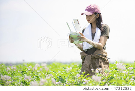 女農業無人機 照片素材 圖片 圖庫