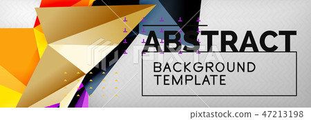 Abstract background, flying color geometric triangles composition on grey Abstract background, flying color geometric triangles composition on grey 47213198