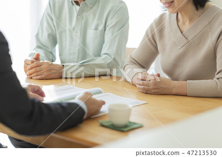 Businessman explaining to middle aged couple Businessman explaining to middle aged couple 47213530