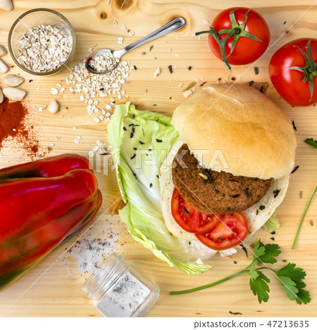 Veggie homemade burger Veggie homemade burger 47213635