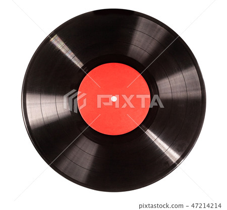 Black vinyl record isolated on white 47214214
