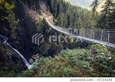 suspended bridge on alps suspended bridge on alps 47214248