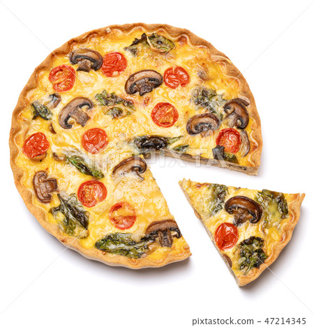 Traditional french Baked homemade quiche pie isolated 47214345