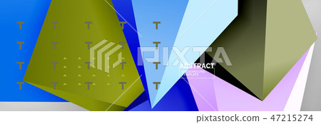 Bright colorful triangular poly 3d composition, abstract geometric background, minimal design 47215274