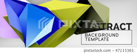 Bright colorful triangular poly 3d composition, abstract geometric background, minimal design 47215361