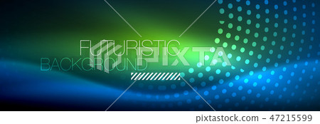 Glowing neon circle line dots, round line design, abstract style on black background. Neon abstract 47215599