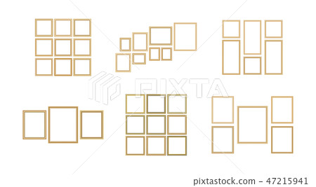 Set of decorative frame picture with gold border Set of decorative frame picture with gold border 47215941