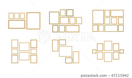 Set of decorative frame picture with gold border 47215942