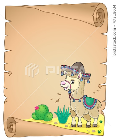 Llama in sombrero theme parchment 2 47218034