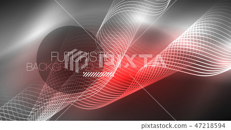 Neon lines wave background. Abstract composition 47218594