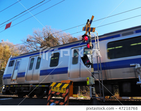 JR East Joban Line Normal Train Series E531 Level crossing passing scene JR East Joban Line Normal Train Series E531 Level crossing passing scene 47218768