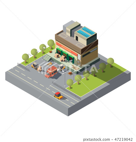 Postal company warehouse isometric vector icon Postal company warehouse isometric vector icon 47219042
