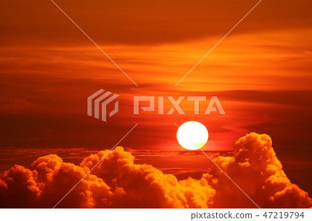 sunset back silhouette colorful heap cloud red sky sunset back silhouette colorful heap cloud red sky 47219794
