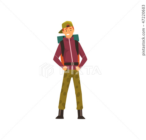 Smiling young man with backpack, outdoor adventures, travel, camping, backpacking trip or expedition Smiling young man with backpack, outdoor adventures, travel, camping, backpacking trip or expedition 47220683