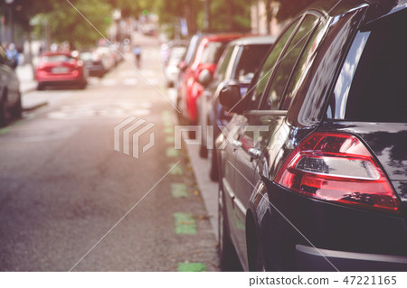 traffic jam in a city street road row  47221165