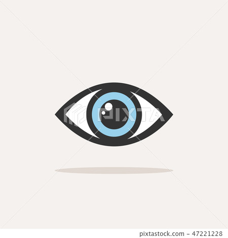 Blue eye icon with shade on a white background Blue eye icon with shade on a white background 47221228