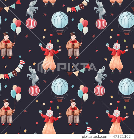 Watercolor circus vector pattern 47221302
