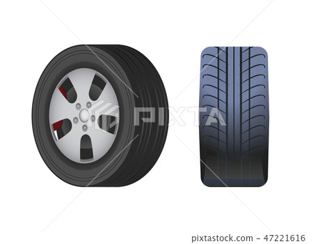 Rubber Car Wheel, Black tyre Vector Isolated Icon Rubber Car Wheel, Black tyre Vector Isolated Icon 47221616