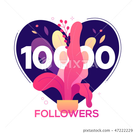 10 000 followers banner - modern flat design style illustration 47222229