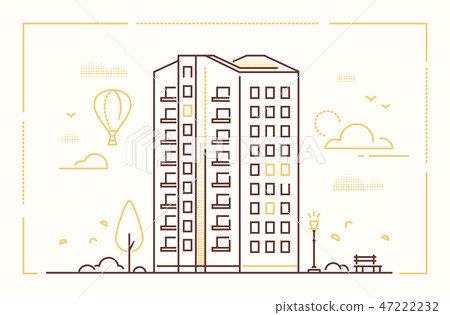 Modern building - line design style vector illustration 47222232
