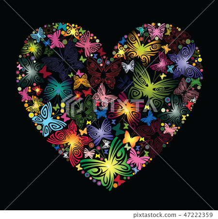 Heart of flowers and butterflies Heart of flowers and butterflies 47222359