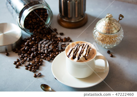 Cafe Mocha Latte with whipped cream 47222460