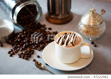 Cafe Mocha Latte with whipped cream 47222461