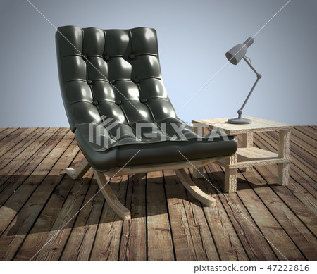 lack sofa and lamp on wooden table lack sofa and lamp on wooden table 47222816