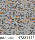 Sketch Handwritten basketball seamless pattern. 47223457