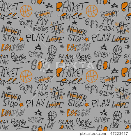 Sketch Handwritten basketball seamless pattern. Sketch Handwritten basketball seamless pattern. 47223457