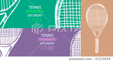 Set of color designs of banners for tennis. 47223459