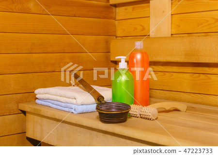 Interior of a modern Russian banya Interior of a modern Russian banya 47223733