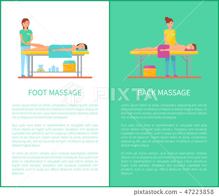 Back and Foot Massage Session Cartoon Vector Set 47223858