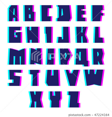 Glitch alphabet. Letters and numbers with effect. Glitch alphabet. Letters and numbers with effect. 47224164