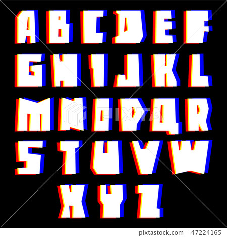 Glitch alphabet. Letters and numbers with effect. Glitch alphabet. Letters and numbers with effect. 47224165