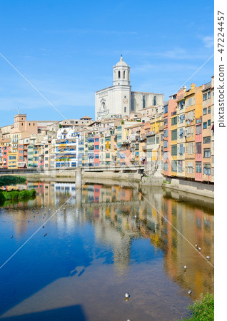 View of Bridge of Saint Augustine, Girona, Spain 47224457