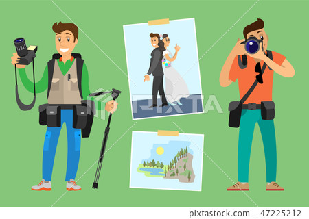 Photographers with Cameras and Photo Equipment Photographers with Cameras and Photo Equipment 47225212