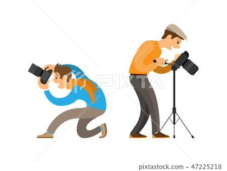 Photographers with Digital Cameras and Tripod Photographers with Digital Cameras and Tripod 47225218