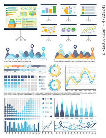 Whiteboard with Infocharts and Infographics Data - Stock Illustration ...